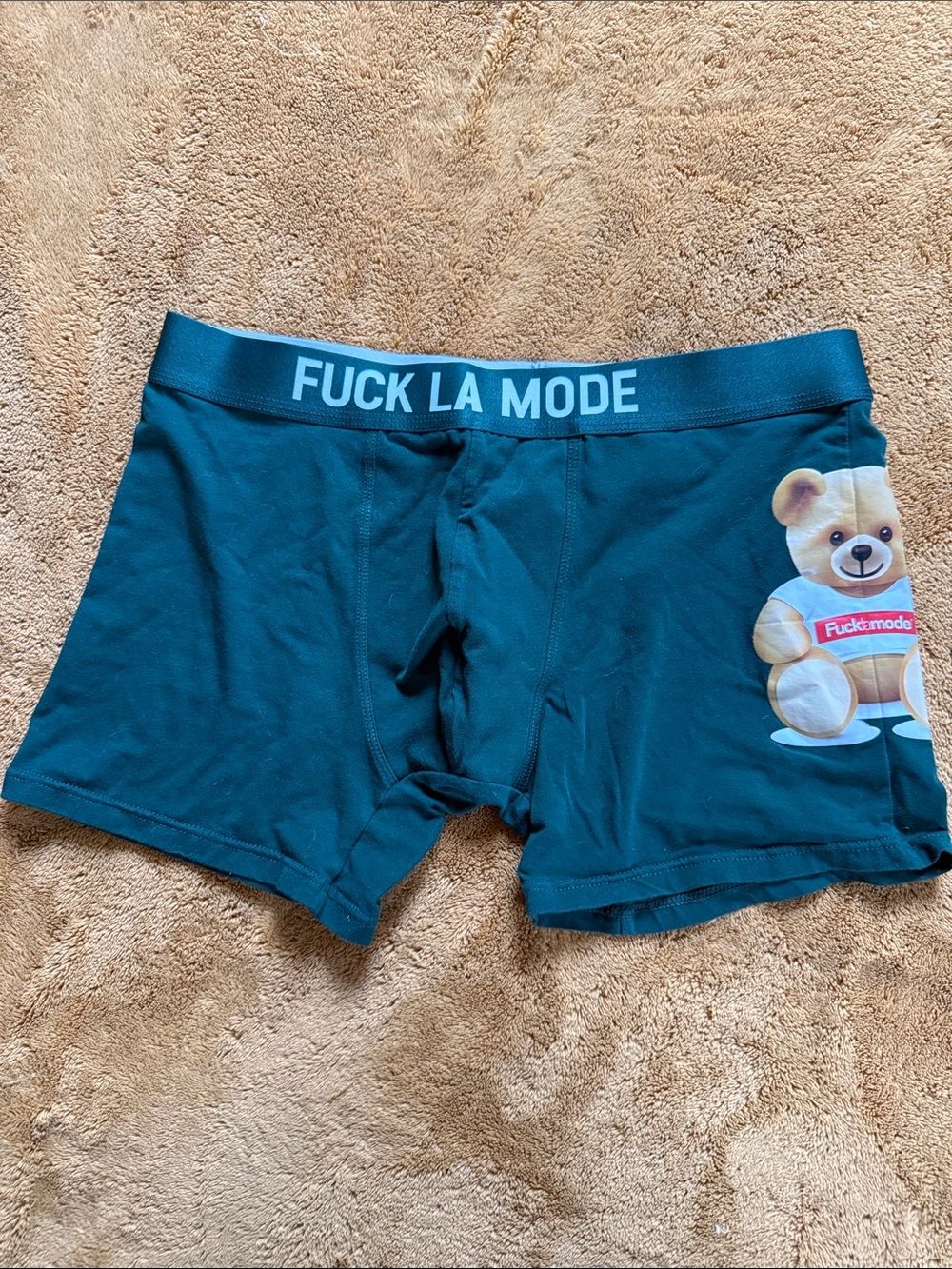 Men's Forest Green Boxer Briefs with Teddy Print